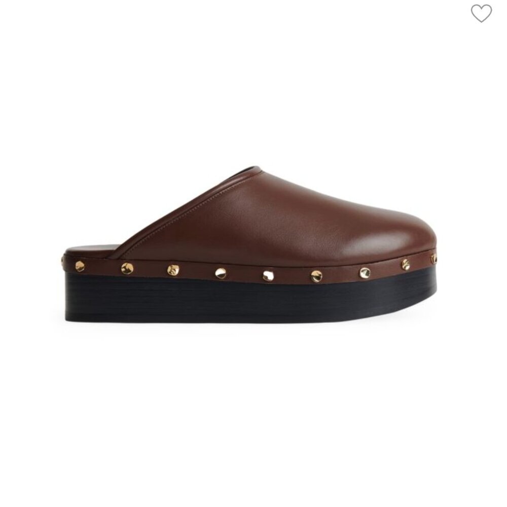 Co - Studded Platform Slide Mules in Brown